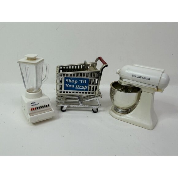 LOT 3 Vintage 1990s ACME Refrigerator Magnets Stand Mixer Blender Shopping Cart - Picture 2 of 12